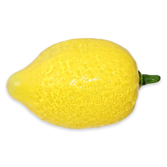 Vintage Art Glass Lemon Figurine Murano Style Realistic Citrus Fruit Statuette - Picture 2 of 5